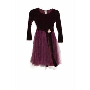 Kako Girls Maroon Pink Dress Floral Long Sleeve Round Neck Colorblock Size 10
